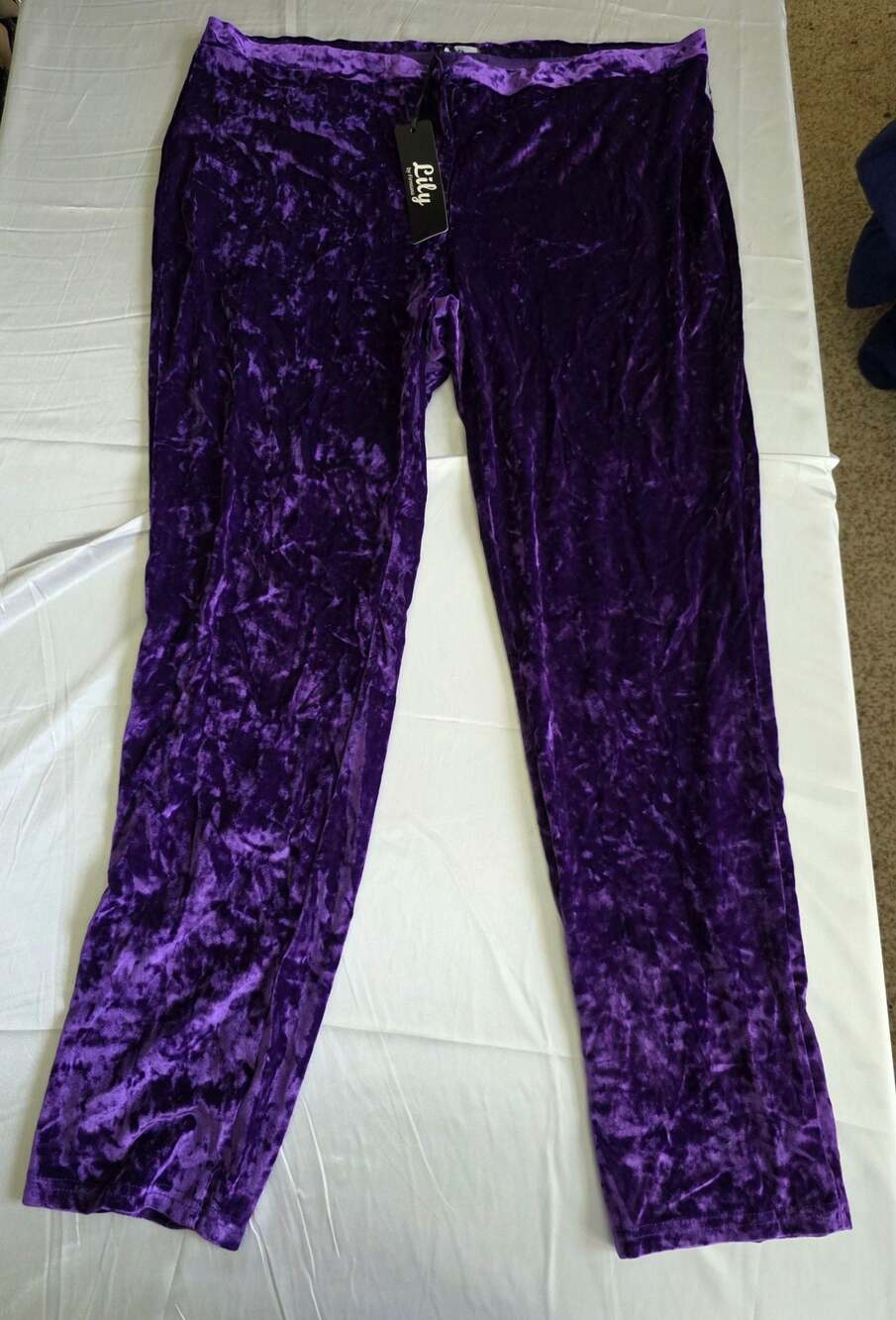NWT Lily by Firmiana Purple Crushed Velvet Pants Size 2XL